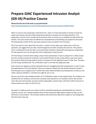 prepare giac experienced intrusion analyst