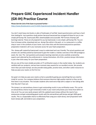 prepare giac experienced incident handler