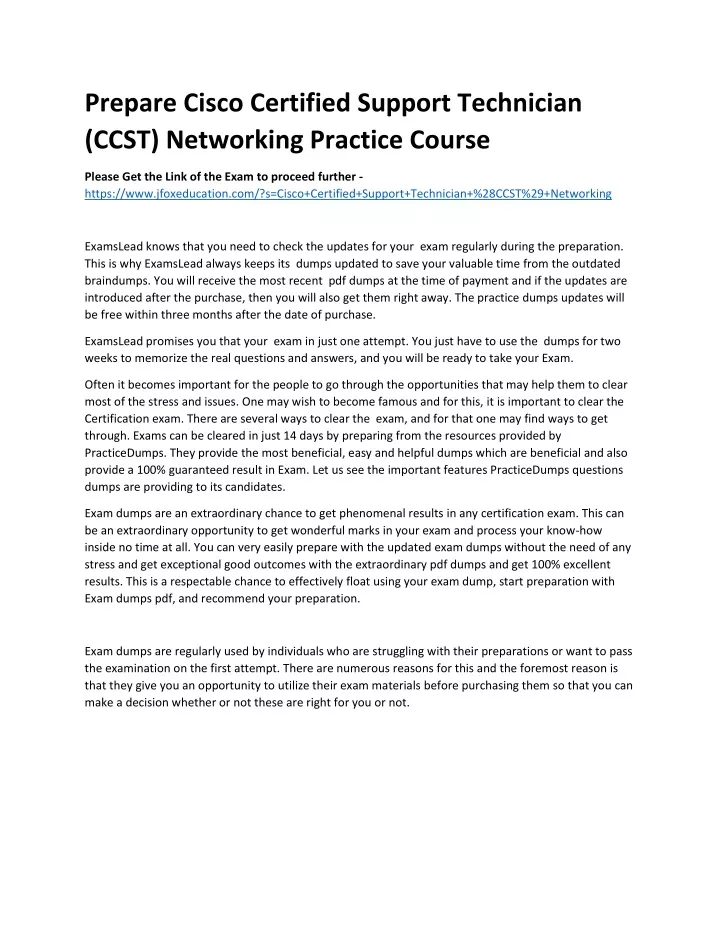 prepare cisco certified support technician ccst