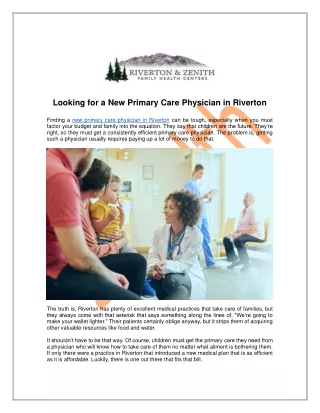 Looking for a New Primary Care Physician in Riverton