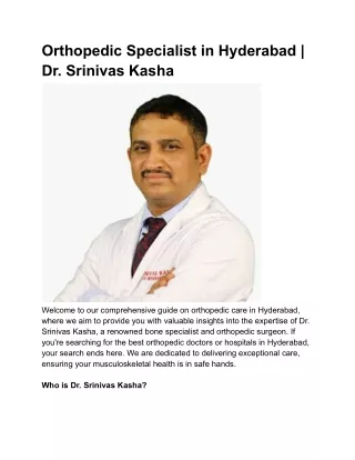 Orthopedic Specialist in Hyderabad _ Dr