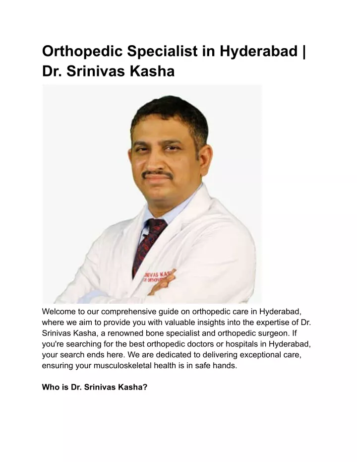 orthopedic specialist in hyderabad dr srinivas