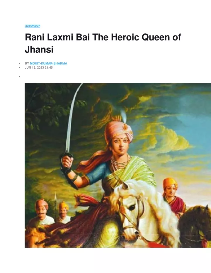 education rani laxmi bai the heroic queen