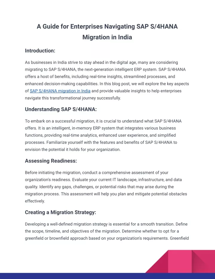 a guide for enterprises navigating sap s 4hana