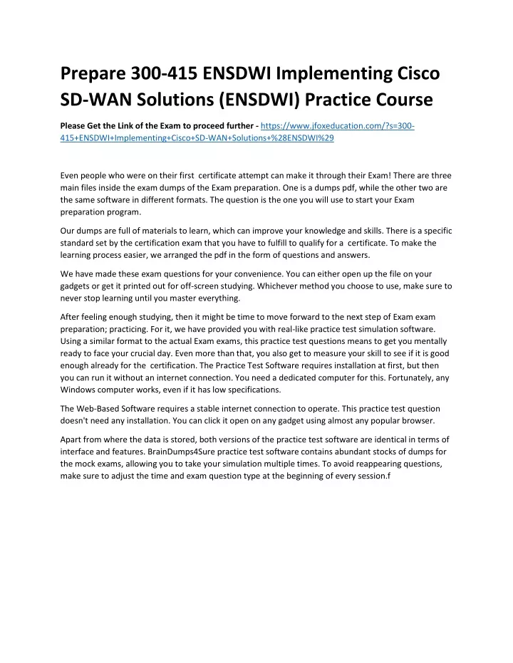 prepare 300 415 ensdwi implementing cisco