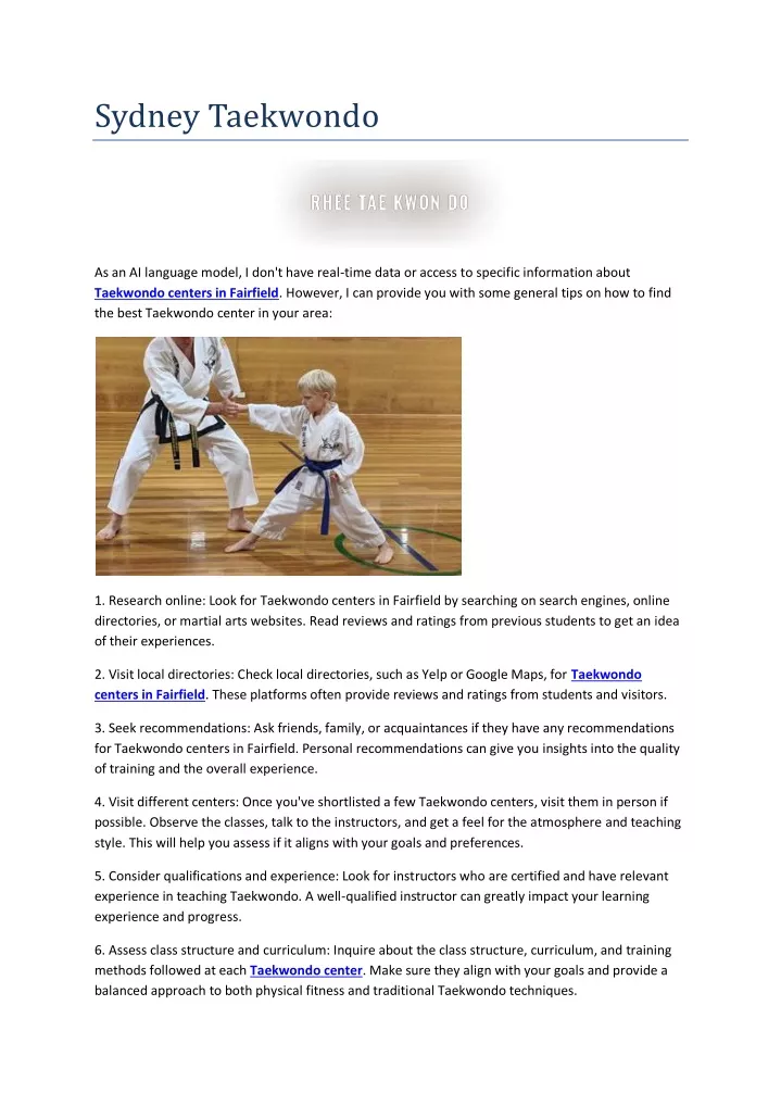 sydney taekwondo