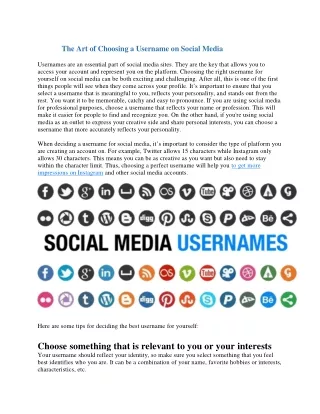 The Art of Choosing a Username on Social Media