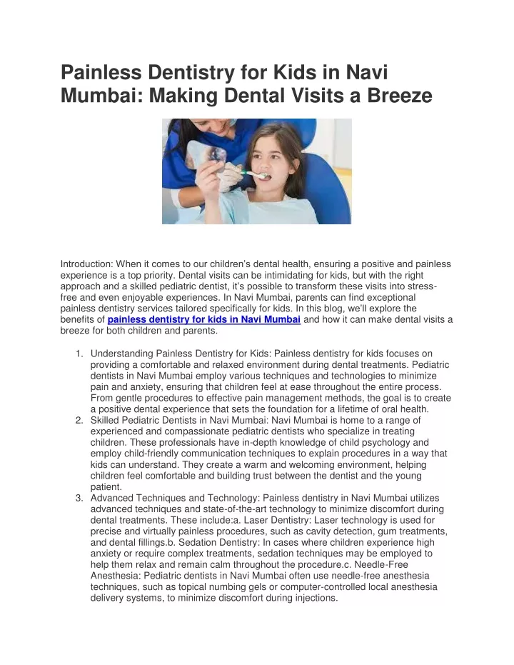 painless dentistry for kids in navi mumbai making