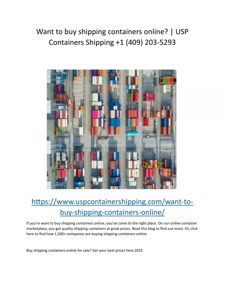 want to buy shipping containers online