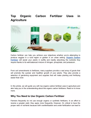 Top Organic Carbon Fertilizer Uses in Agriculture