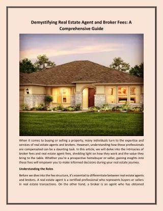 demystifying real estate agent and broker fees
