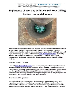 Importance of Working with Licensed Rock Drilling Contractors in Melbourne