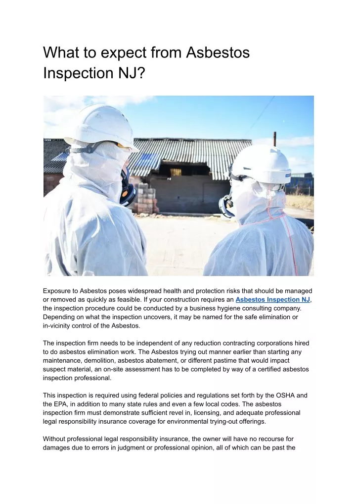 what to expect from asbestos inspection nj