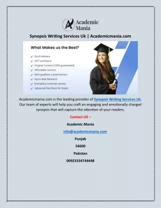 Synopsis Writing Services Uk | Academicmania.com