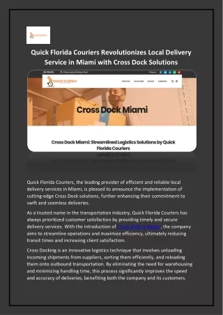 Cross Dock Miami - Quick Florida Couriers