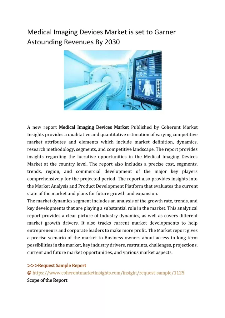 medical imaging devices market is set to garner