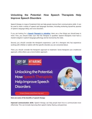 Unlocking the Potential_ How Speech Therapists Help Improve Speech Disorders