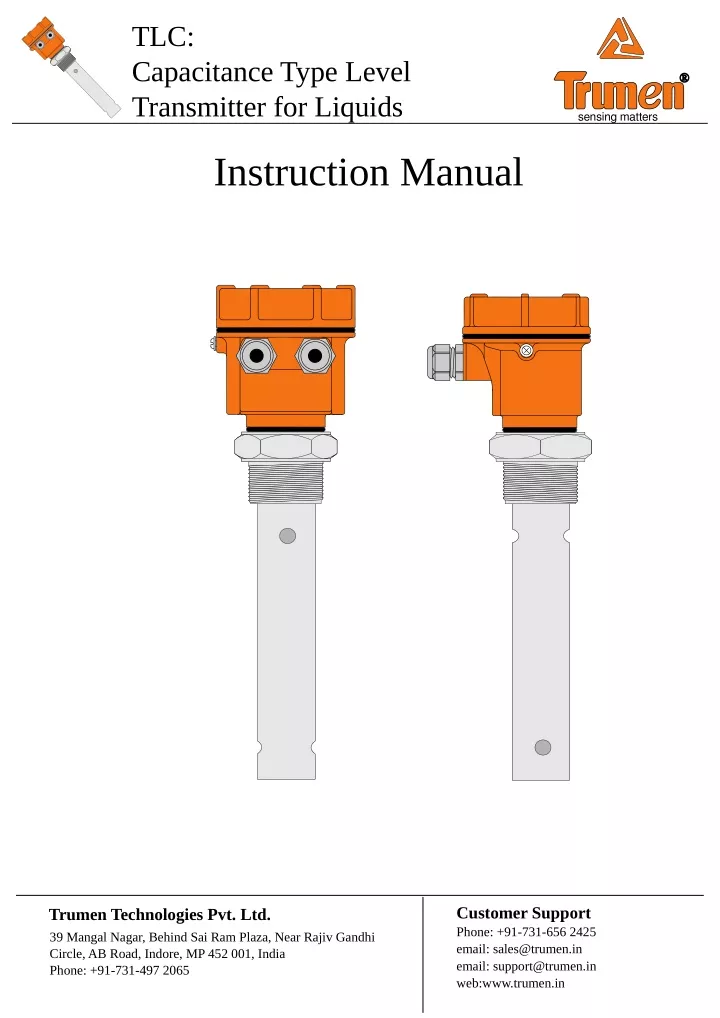 tlc capacitance type level transmitter for liquids