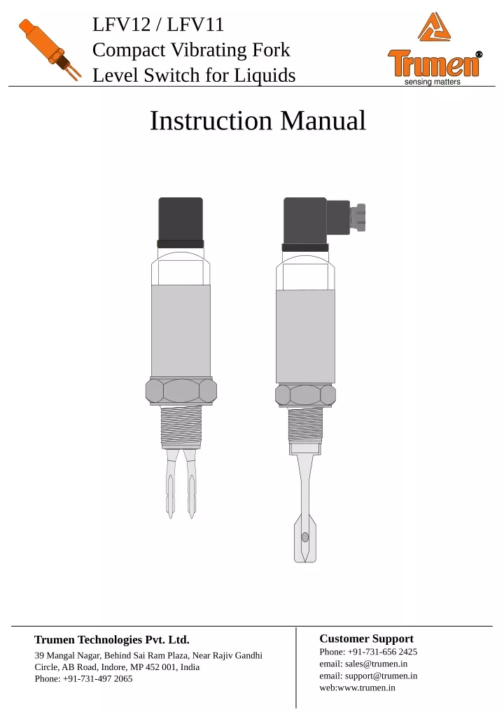 lfv12 lfv11 compact vibrating fork level switch