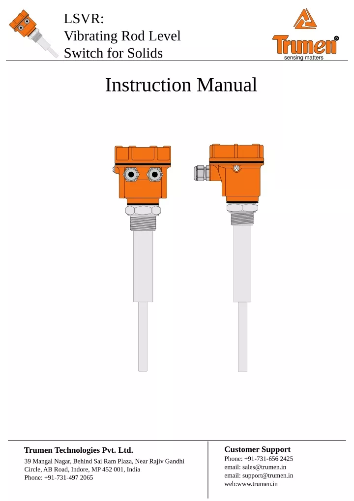 lsvr vibrating rod level switch for solids