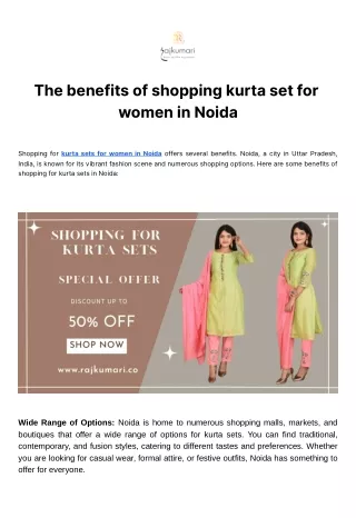 The benefits of shopping kurta set for women in Noida