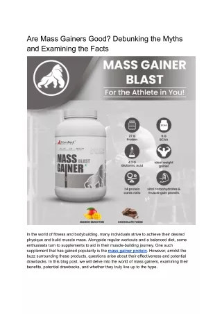 The Mass Gainer Dilemma: Are They the Key to Your Muscle-Building Goals?