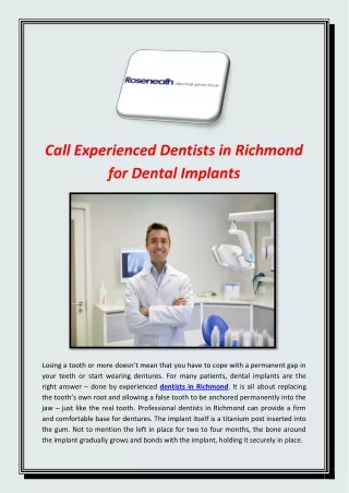 Call Experienced Dentists in Richmond for Dental Implants