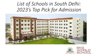 List of Schools in South Delhi 2023’s Top Pick for Admission