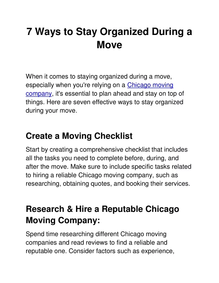 7 ways to stay organized during a move