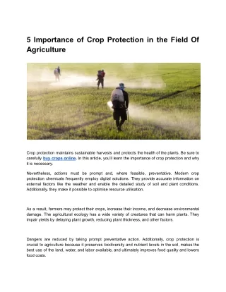 5 Importance of Crop Protection in the Field Of Agriculture