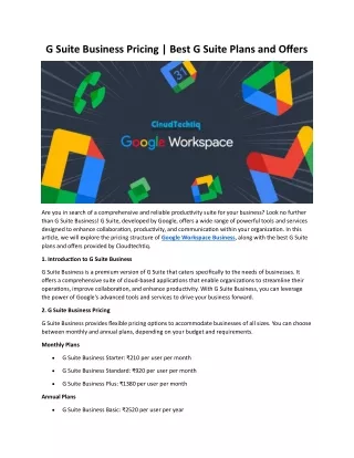 G Suite Business Pricing
