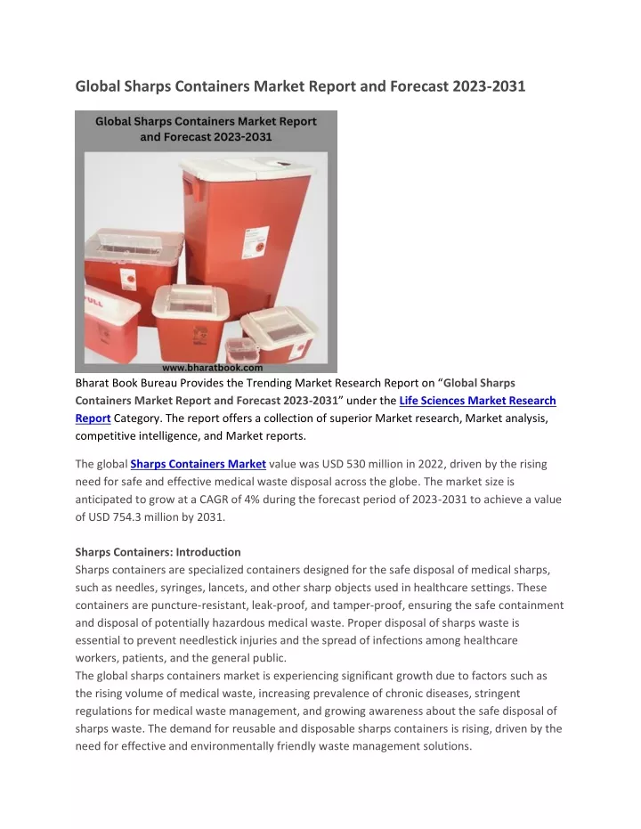 global sharps containers market report