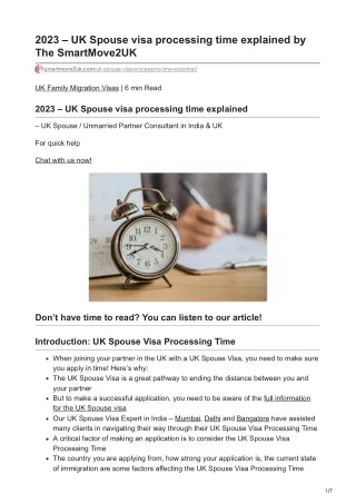 UK Spouse visa processing time explained by The SmartMove2UK