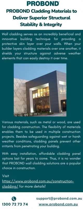 PROBOND Cladding Materials to Deliver Superior Structural Stability & Integrity