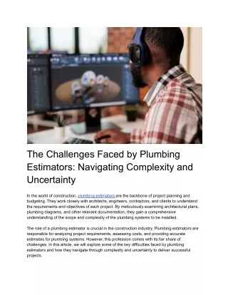 the challenges faced by plumbing estimators