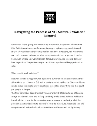 Navigating the Process of NYC Sidewalk Violation Removal