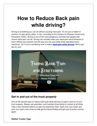how to reduce back pain while driving