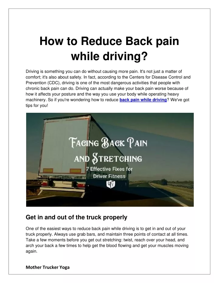how to reduce back pain while driving