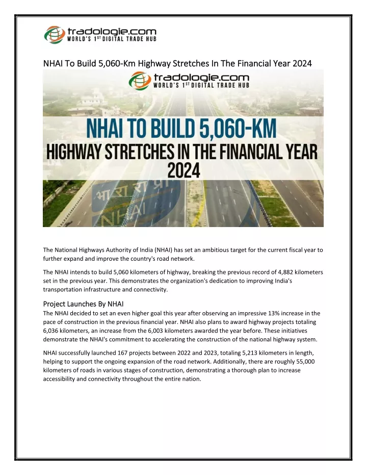 nhai to build 5 060 nhai to build