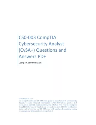 PPT - Master The 2023 CompTIA CySA CS0-002 Exam With Practice Test PDF ...