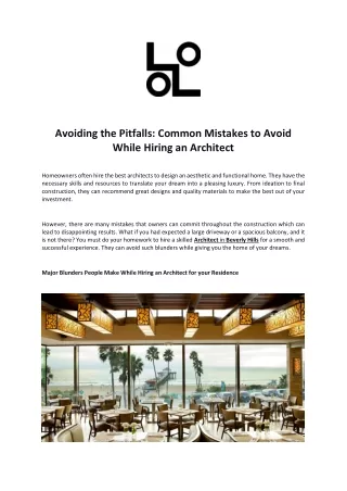 Avoiding the Pitfalls: Common Mistakes to Avoid While Hiring an Architect