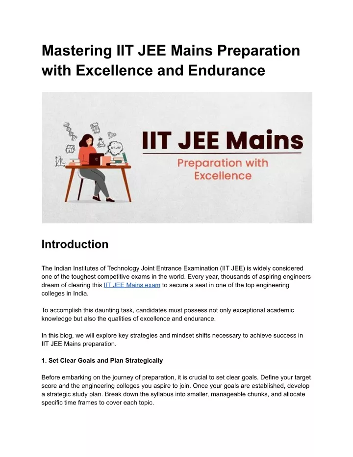 mastering iit jee mains preparation with