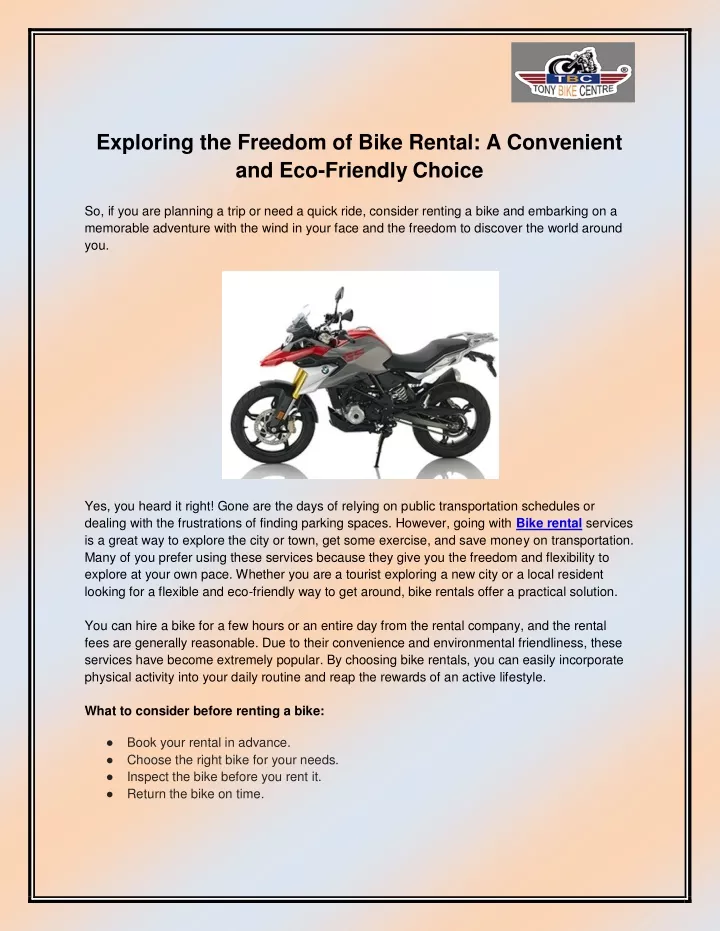 exploring the freedom of bike rental a convenient