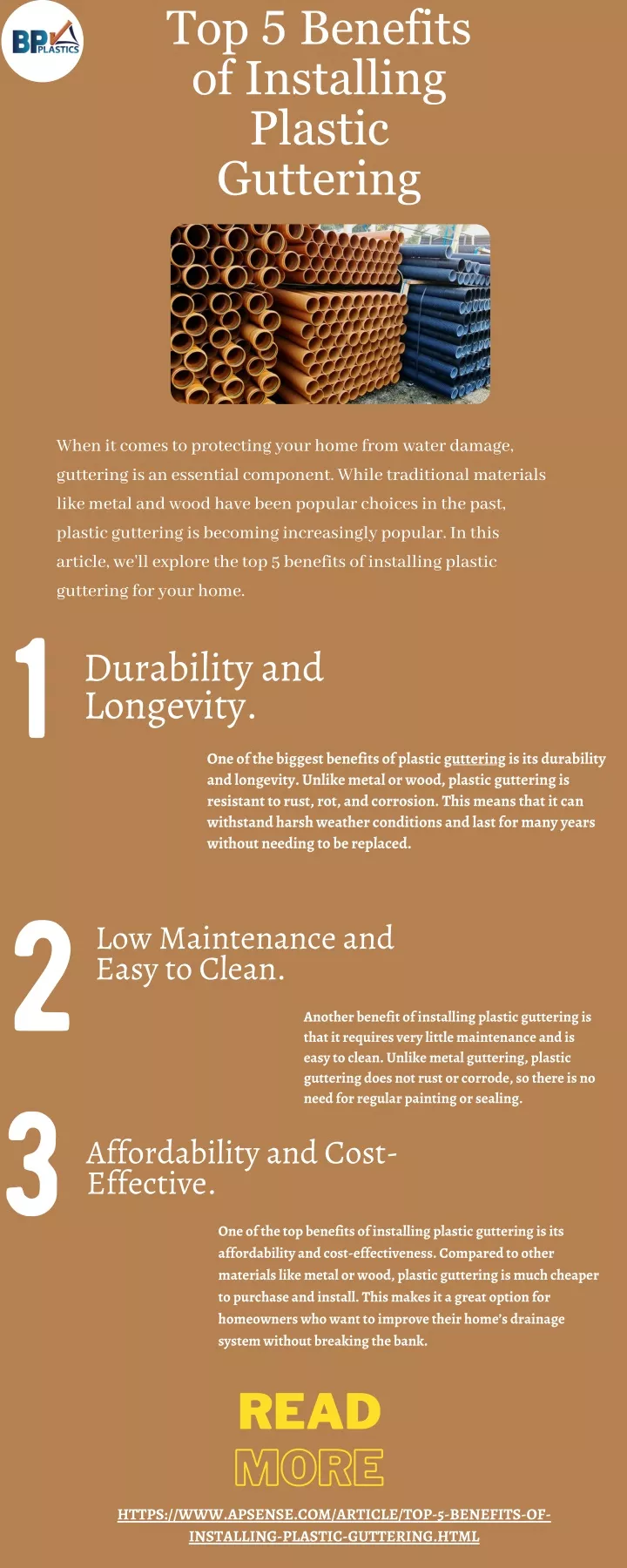top 5 benefits of installing plastic guttering