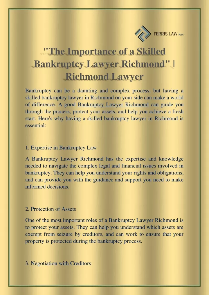 the importance of a skilled bankruptcy lawyer
