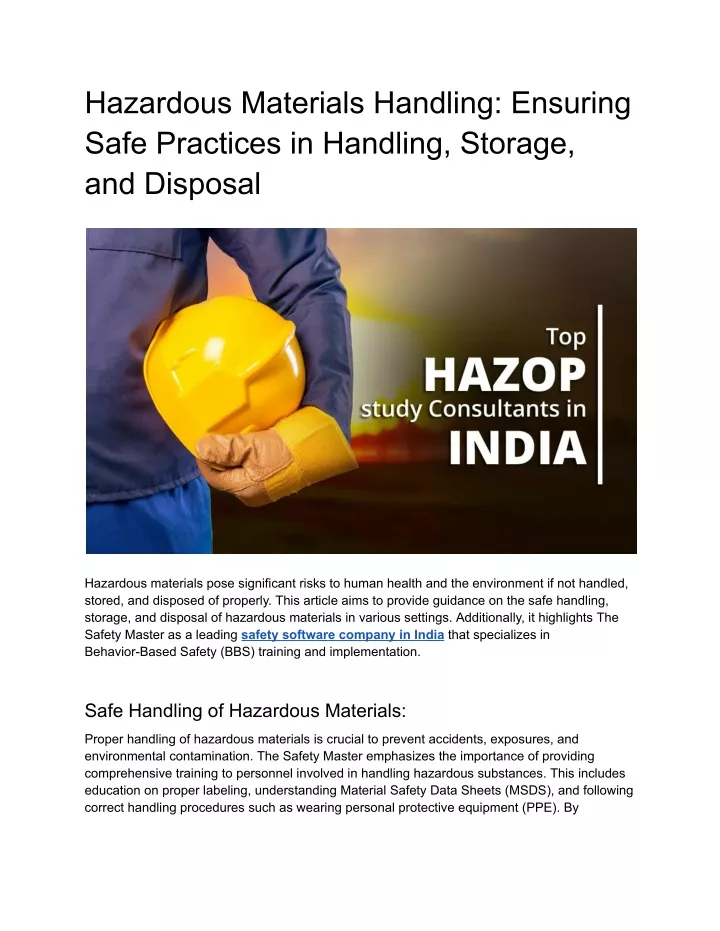 PPT - Hazardous Materials Handling_ Ensuring Safe Practices in Handling ...