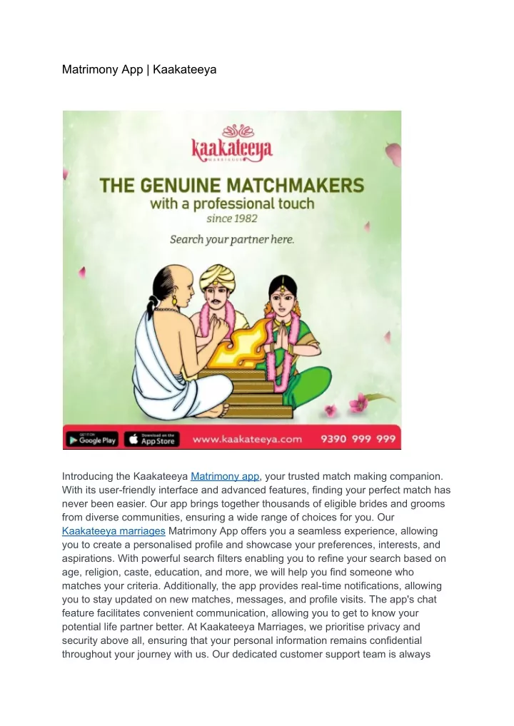 matrimony app kaakateeya