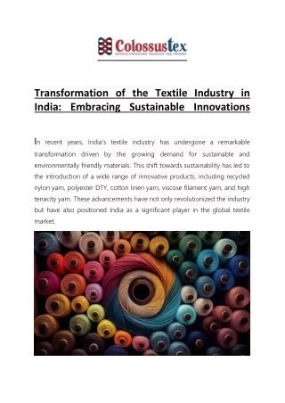 Transformation of the Textile Industry in India