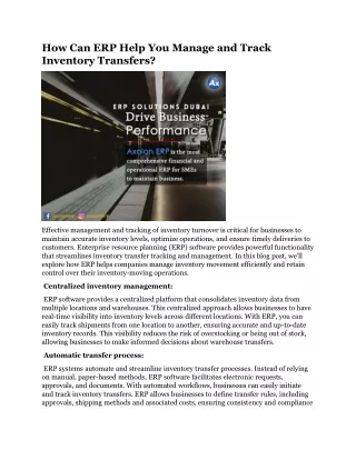 how can erp help you manage and track inventory