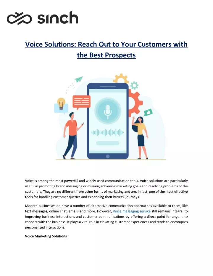 voice solutions reach out to your customers with